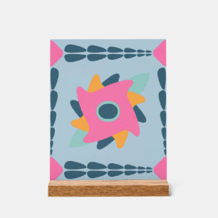 Decorative colourful tile acrylic sign
