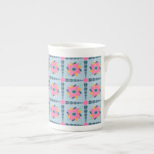 Decorative colourful tile bone china mug