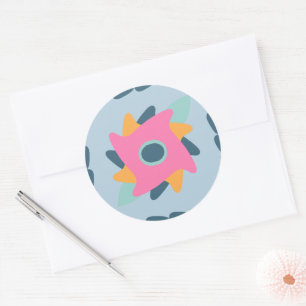 Decorative colourful tile classic round sticker