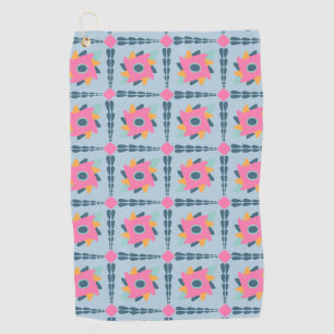 Decorative colourful tile golf towel