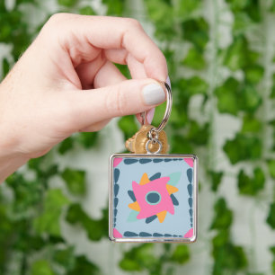 Decorative colourful tile key ring