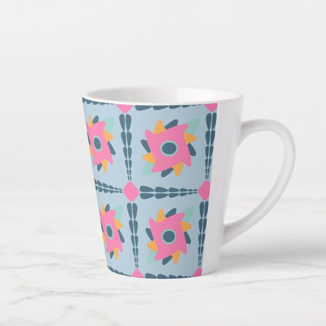 Decorative colourful tile latte mug (Right)