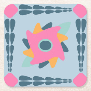 Decorative colourful tile square paper coaster