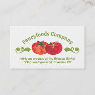 Decorative colourful tomatoes chef catering business card