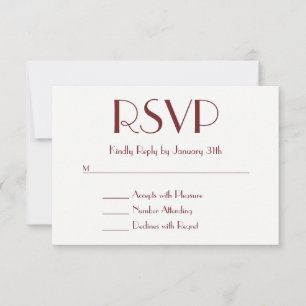 Decorative Contemporary Burgundy and White RSVP