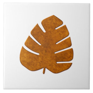 Decorative Copper Look Monstera Leaf Ceramic Tile