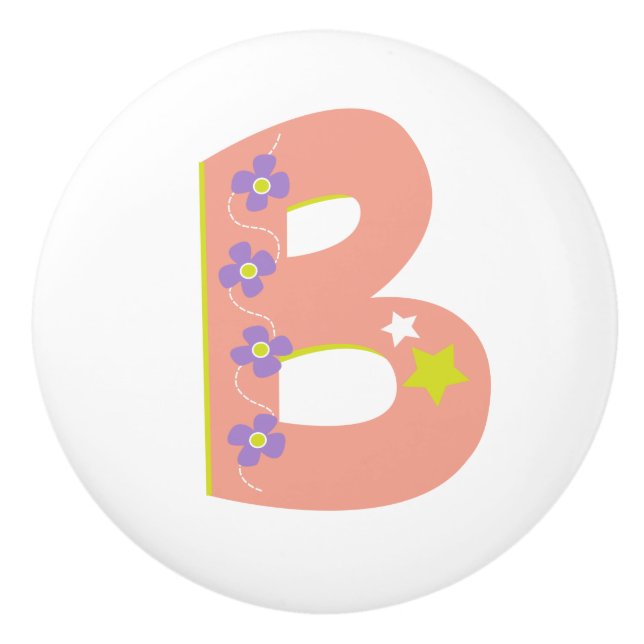 Decorative coral letter B monogrammed handle knob (Front)