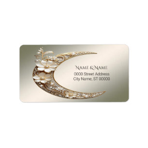 Decorative Crescent Moon Address Label