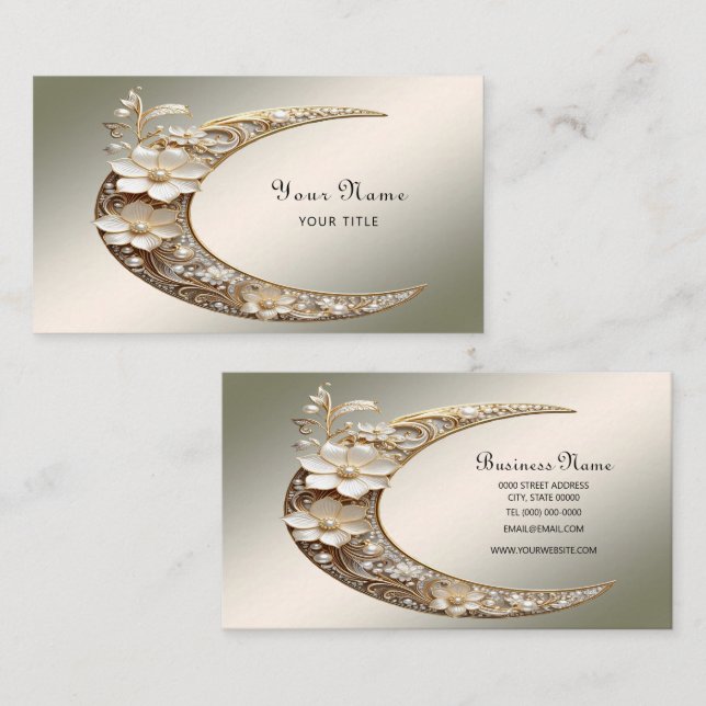 Decorative Crescent Moon Frame Business Card (Front/Back)
