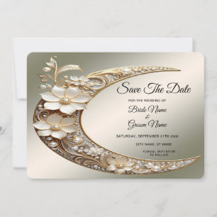 Decorative Crescent Moon Frame Save The Date
