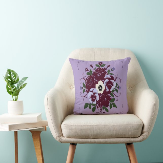 Decorative Cushion Bouquet of Violets (Chair)