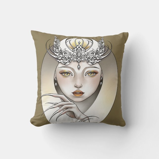 Decorative cushion Goddess of the beige moon (Front)