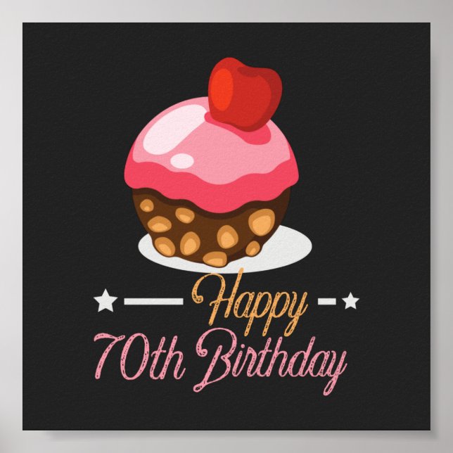 Decorative Cute 70th birthday chocolate cake Poster (Front)