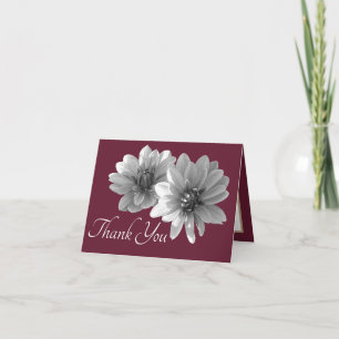 Decorative Dahlias Wine Colour Background Thank Yo Card