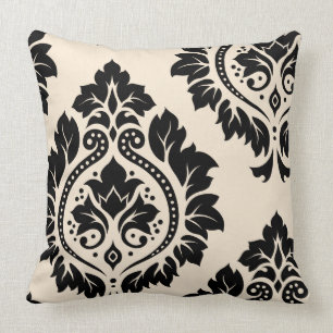 Decorative Damask Art I – Black on Cream Cushion