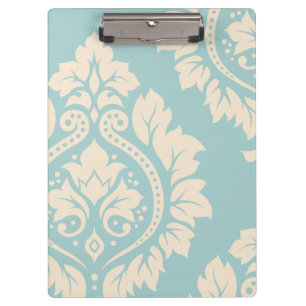 Decorative Damask Art I – Cream on Blue Clipboard