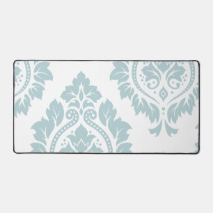 Decorative Damask Art I Duck Egg Blue on White Desk Mat