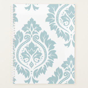 Decorative Damask Art I Duck Egg Blue on White Planner