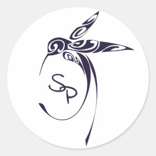 Decorative Deep Purple Hummingbird Custom Initials Classic Round Sticker