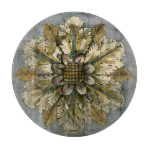 Decorative Demask Rosette on Grey Background Cutting Board