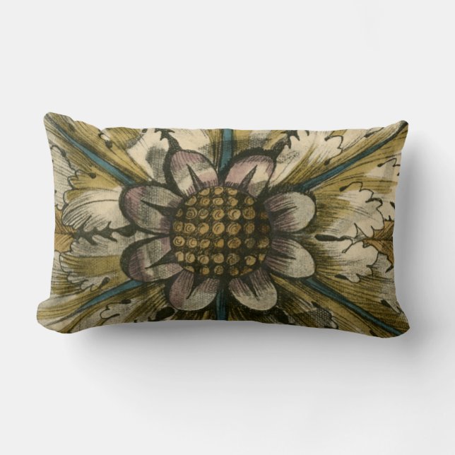 Decorative Demask Rosette on Grey Background Lumbar Cushion (Front)