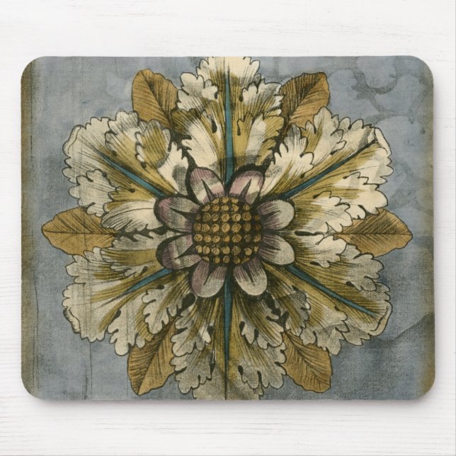 Decorative Demask Rosette on Grey Background Mouse Mat (Front)