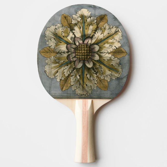Decorative Demask Rosette on Grey Background Ping Pong Paddle (Front)