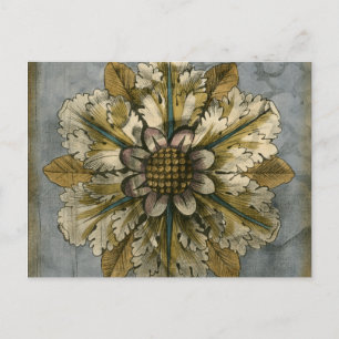 Decorative Demask Rosette on Grey Background Postcard