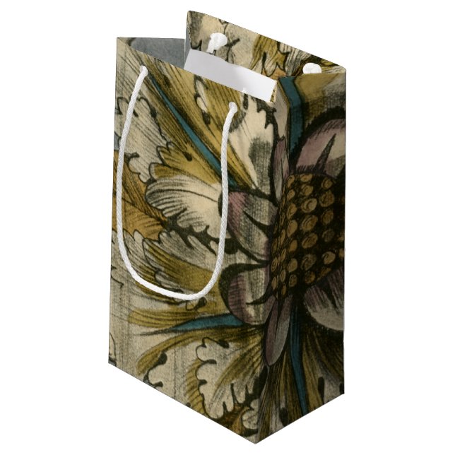 Decorative Demask Rosette on Grey Background Small Gift Bag (Back Angled)