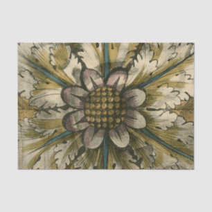 Decorative Demask Rosette on Grey Background Tissue Paper