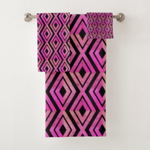 Decorative Diamond Pattern Bath Towel Set
