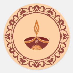 Decorative Diwali Design Classic Round Sticker