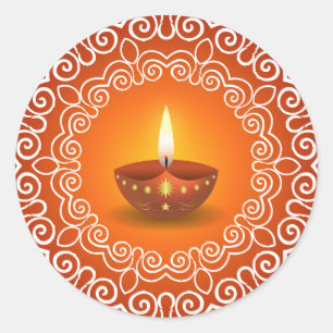 Decorative Diwali Design Classic Round Sticker