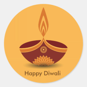 Decorative Diwali Lamp Design Classic Round Sticker