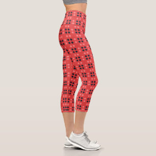 Decorative Dots in Pink and Grey Capri Leggings