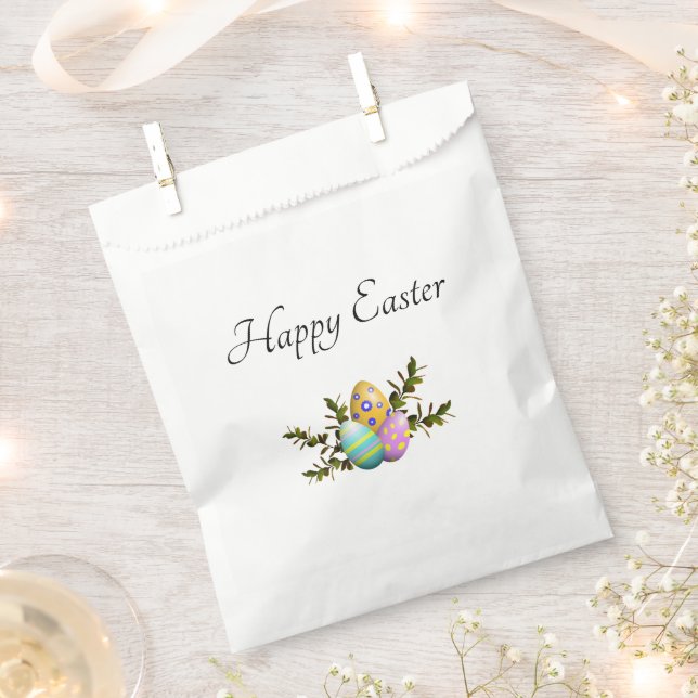 Decorative Easter Eggs Colourful Party Favour Bags (Clipped)