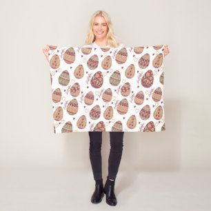 Decorative Easter Eggs Pattern   Fleece Blanket