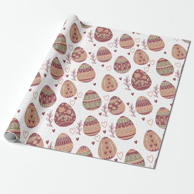 Decorative Easter Eggs Pattern | Wrapping Paper (Unrolled)