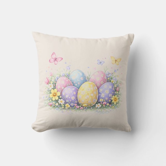 Decorative Easter Eggs Throw Pillow (Front)
