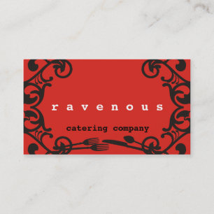 decorative eating utensils catering business card