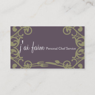 decorative eating utensils catering business card