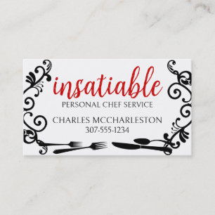 decorative eating utensils catering business card