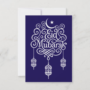 Decorative Eid Mubarak Calligraphy Art  Thank You Card
