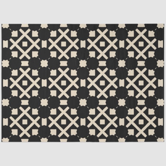Decorative Elegant Black & Beige Geometric Pattern Tissue Paper (Front)