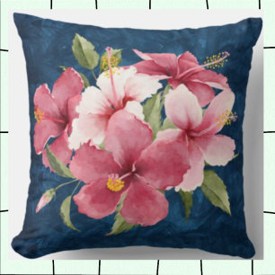 Decorative elegant floral navy blue feminine cute cushion