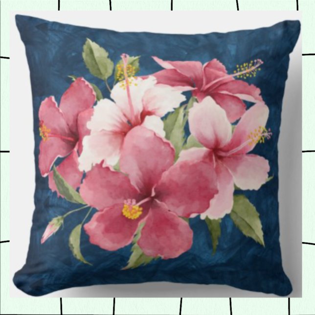 Decorative elegant floral navy blue feminine cute cushion (Creator Uploaded)