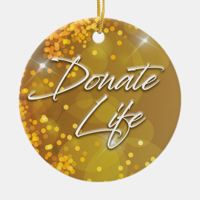 Decorative Elegant Gold Christmas Donate Life Ceramic Tree Decoration (Front)