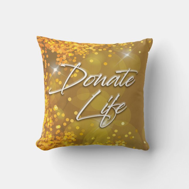 Decorative Elegant Gold Christmas Donate Life Cushion (Front)