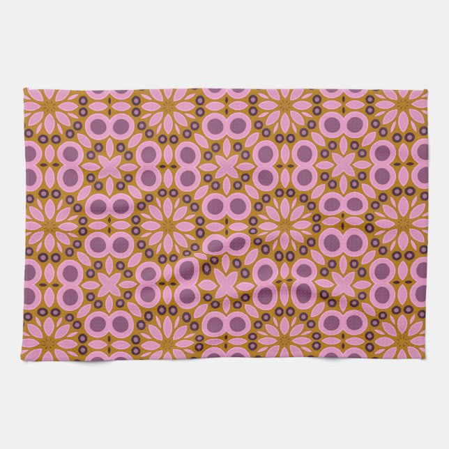 Decorative Elegant Mosaic Geometric Pattern Tea Towel (Horizontal)