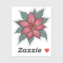 Decorative Elegant Red Flower Sticker